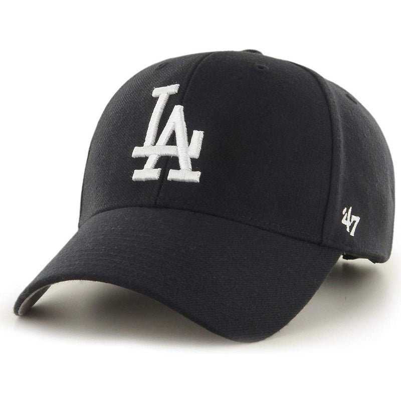 47 Brand Los Angeles LA Dodgers MVP Hat Cap hook and loop-back Adjustable Black/White - Image 1